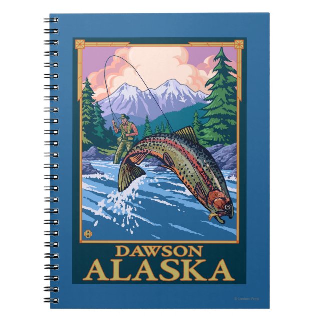 Fly Fishing Scene - Dawson, Alaska Notebook (Front)