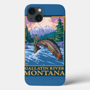 Fly Fishing Scene - Gallatin River, Montana iPhone 13 Case