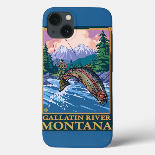 Fly Fishing Scene - Gallatin River, Montana Case-Mate iPhone Case (Back)