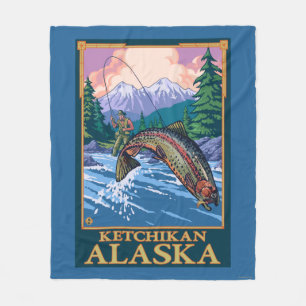 Fly Fishing Scene - Ketchikan, Alaska Fleece Blanket