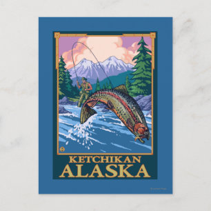 Fly Fishing Scene - Ketchikan, Alaska Postcard