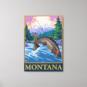 Fly Fishing Scene - Montana Canvas Print