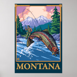 Fly Fishing Scene - Montana Poster