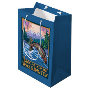 Fly Fishing Scene - Mount Adams, Washington Medium Gift Bag