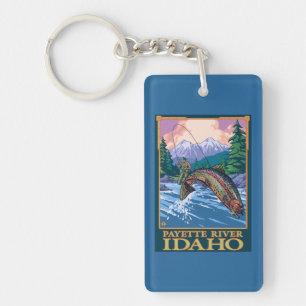 Fly Fishing Scene - Payette River, Idaho Key Ring