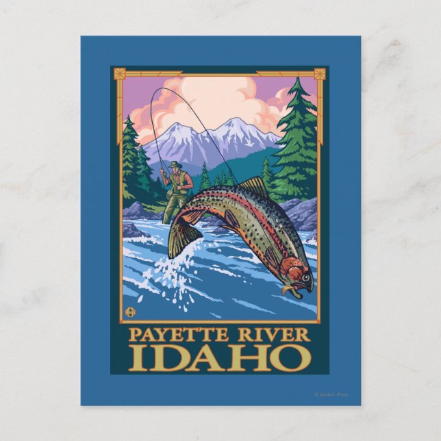 Fly Fishing Scene - Payette River, Idaho Postcard (Front)