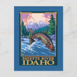 Fly Fishing Scene - Payette River, Idaho Postcard