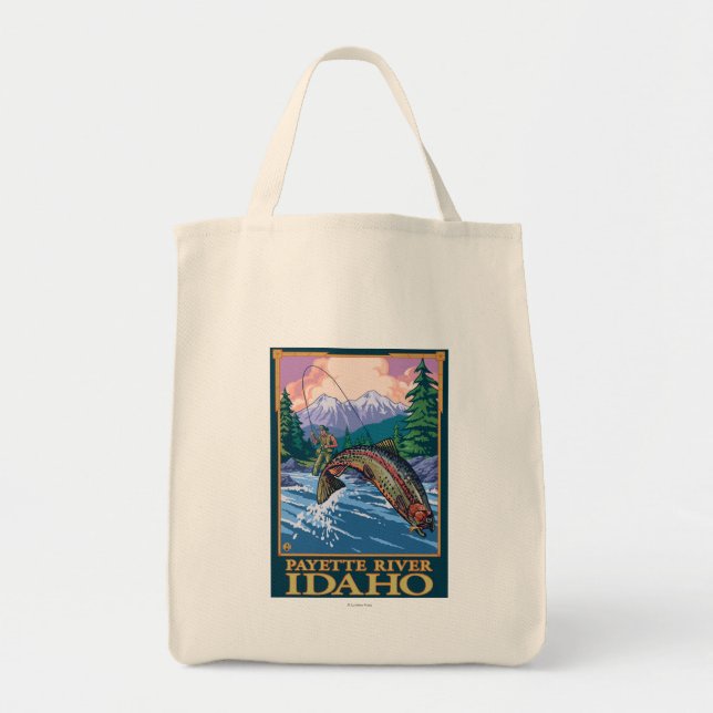 Fly Fishing Scene - Payette River, Idaho Tote Bag (Front)