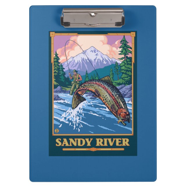 Fly Fishing Scene - Sandy River, Oregon Clipboard (Front)