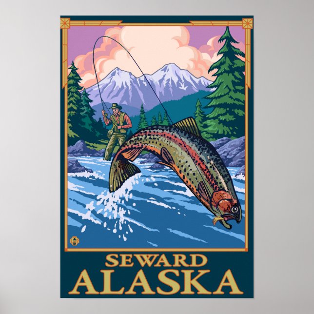 Fly Fishing Scene - Seward, Alaska Poster (Front)