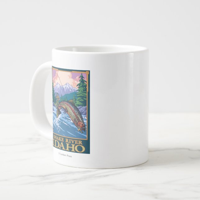 Fly Fishing Scene - Snake River, Idaho Large Coffee Mug (Front Left)