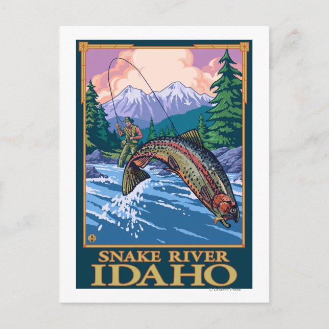 Fly Fishing Scene - Snake River, Idaho Postcard (Front)