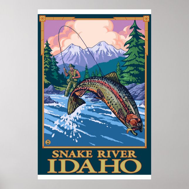 Fly Fishing Scene - Snake River, Idaho Poster (Front)
