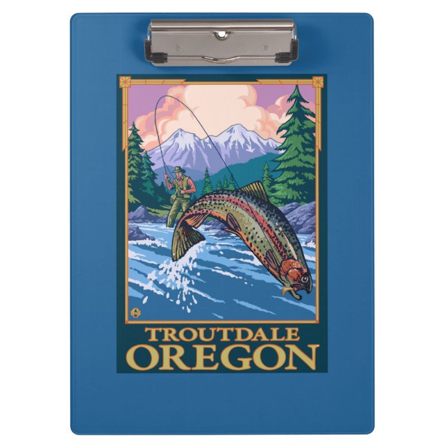 Fly Fishing Scene - Troutdale, Oregon Clipboard (Front)