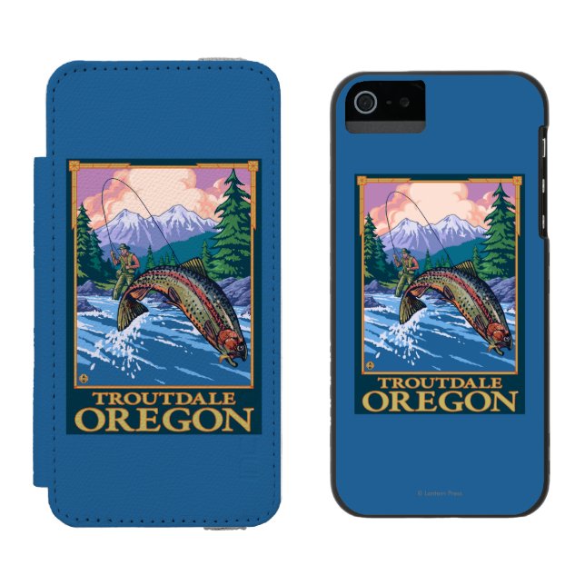 Fly Fishing Scene - Troutdale, Oregon Incipio iPhone Wallet Case (Side by Side)