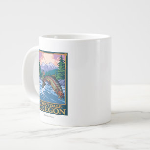 Fly Fishing Scene - Troutdale, Oregon Large Coffee Mug