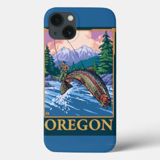 Fly Fishing Scene- Vintage Travel Poster iPhone 13 Case