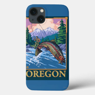 Fly Fishing Scene- Vintage Travel Poster iPhone 13 Case