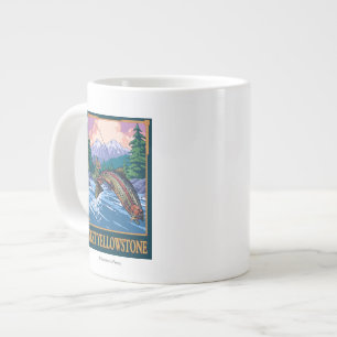 Fly Fishing Scene - West Yellowstone Large Coffee Mug