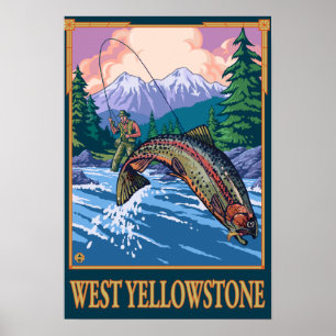 Fly Fishing Scene - West Yellowstone Poster