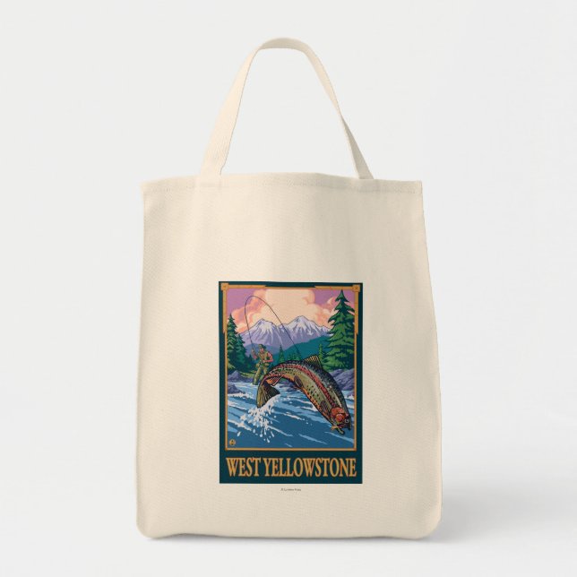 Fly Fishing Scene - West Yellowstone Tote Bag (Front)