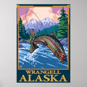 Fly Fishing Scene - Wrangell, Alaska Poster