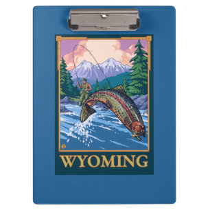 Fly Fishing Scene - Wyoming Clipboard