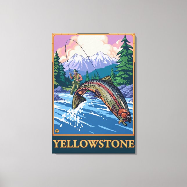 Fly Fishing Scene - Yellowstone National Park Canvas Print (Front)