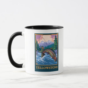 Fly Fishing Scene - Yellowstone National Park Mug