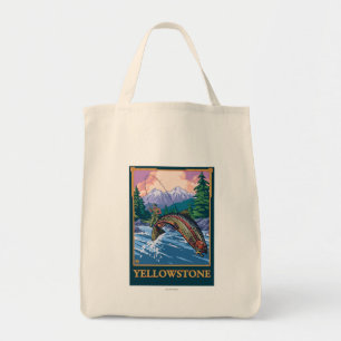 Fly Fishing Scene - Yellowstone National Park Tote Bag