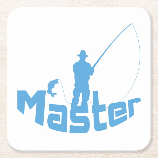 Fly fishing square paper coaster (Front)