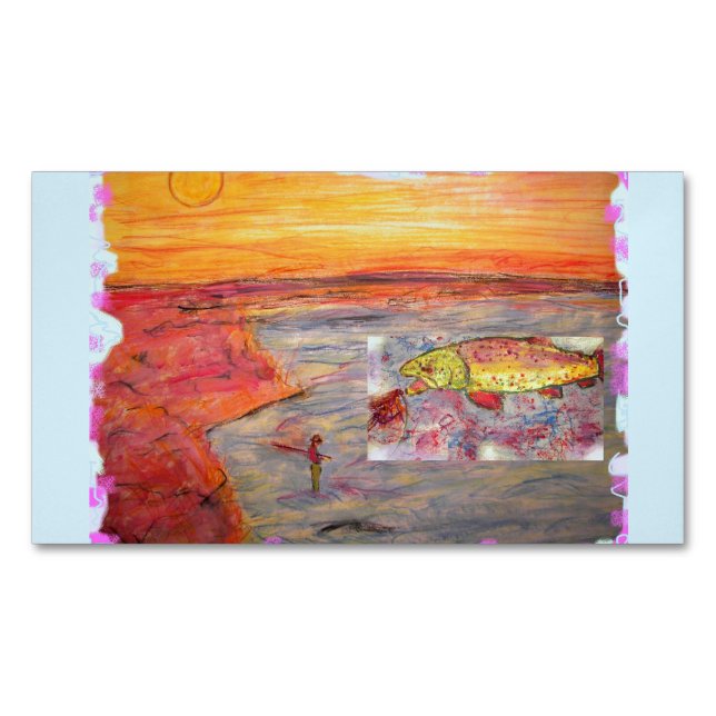 fly fishing sunset 	Magnetic business card (Front)