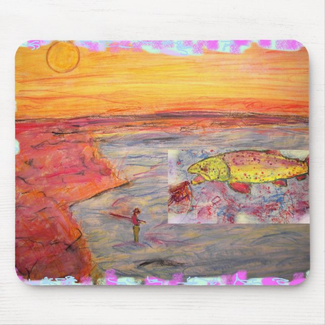 Fly Fishing Sunset Mouse Mat (Front)