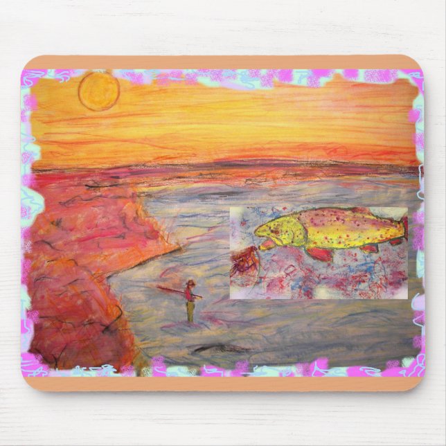 fly fishing sunset mouse mat (Front)
