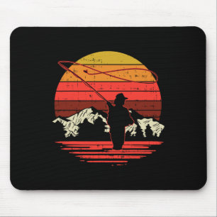 Fly Fishing Sunset Retro Trout Angling Fisherman A Mouse Mat