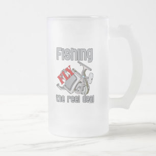 Fly Fishing The Reel Deal Frosted Glass Beer Mug