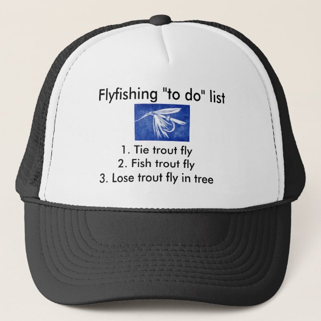 Fly-fishing "to do" list "Wet Fly" Blue Trucker Hat (Front)