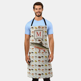 Fly Fishing Trout Fisherman Flies Watercolor Apron
