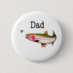 Fly fishing trout salmon  6 cm round badge