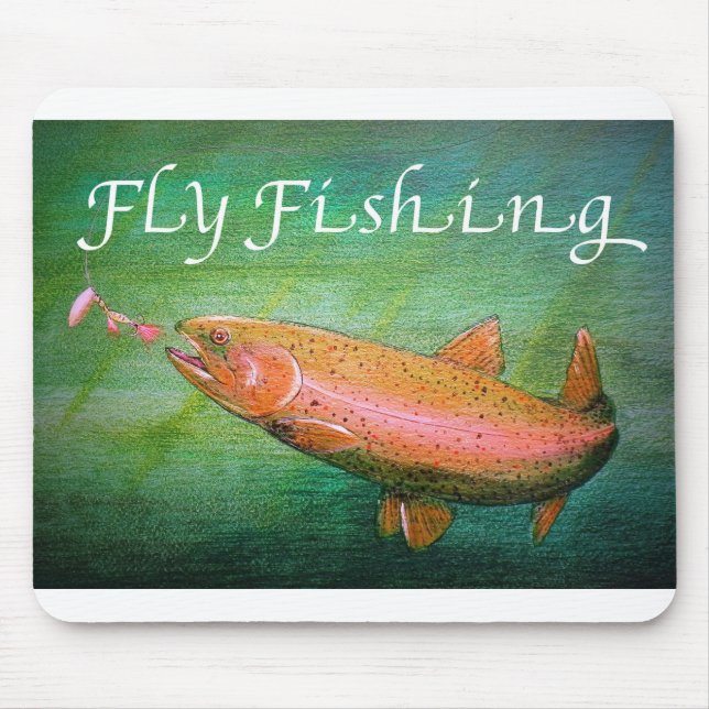 Fly Fishing Trout Salmon / Rainbow Trout Gift Mouse Mat (Front)