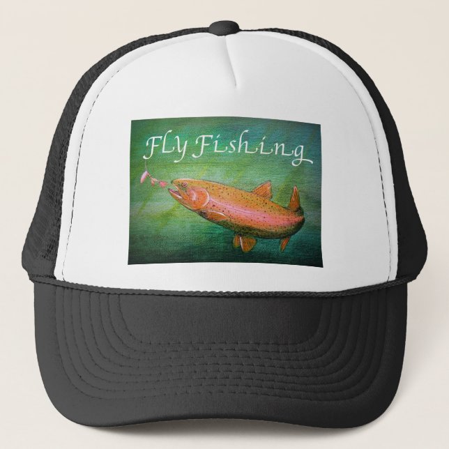 Fly Fishing Trout Salmon / Rainbow Trout Gift Trucker Hat (Front)