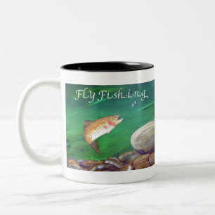 Fly Fishing Trout Salmon / Rainbow Trout Gift Two-Tone Coffee Mug
