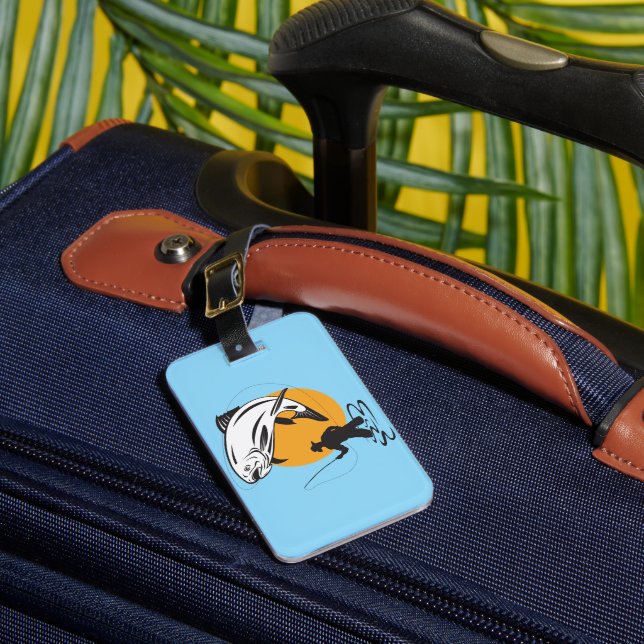 Fly Fishing Trout Sunset Silhouette Luggage Tag (Front Insitu 1)
