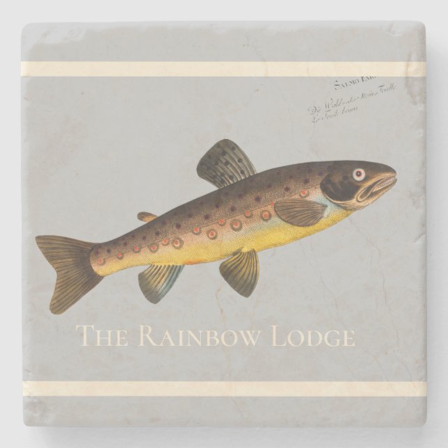 Fly Fishing Trout Watercolor Grey  Stone Coaster (Front)