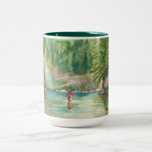 Fly fishing Two-Tone coffee mug