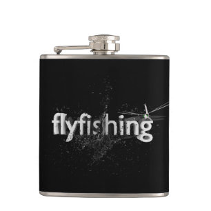 Fly Fishing Typographic Text with Dragonfly Hip Flask