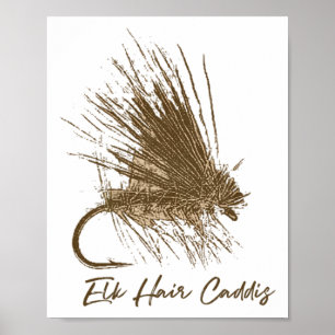 Fly Fishing Vintage Elk Hair Caddis Drawing  Poster