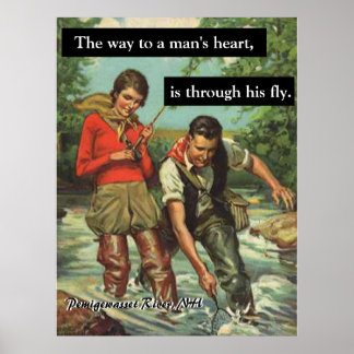 Fly Fishing Vintage Retro Image to Personalise Poster
