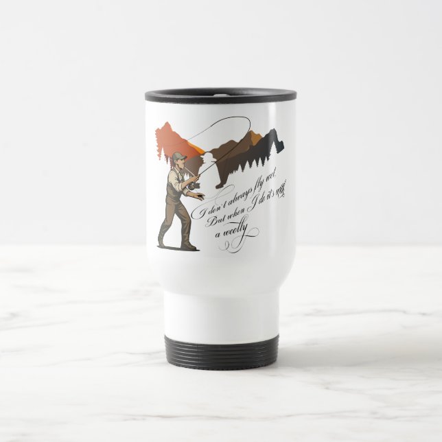 Fly Fishing With A Woolly Bugger Wet Fly Scene Travel Mug (Center)