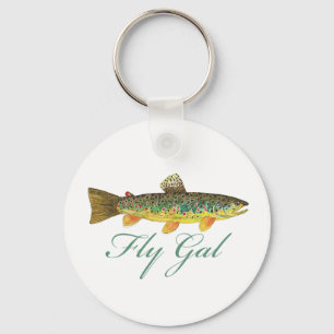 Fly Fishing Woman Key Ring